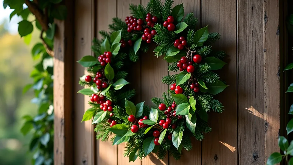Handcrafted Christmas wreaths with foraged materials